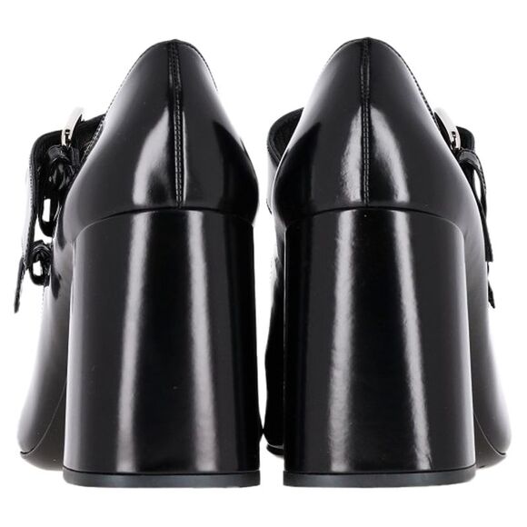 Prada Double Strap Mary Jane Block-Heeled Pumps in Black Leather - Picture 10 of 12